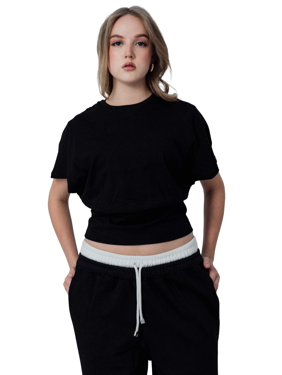 MINIMAL LACE-UP TOP – BLACK