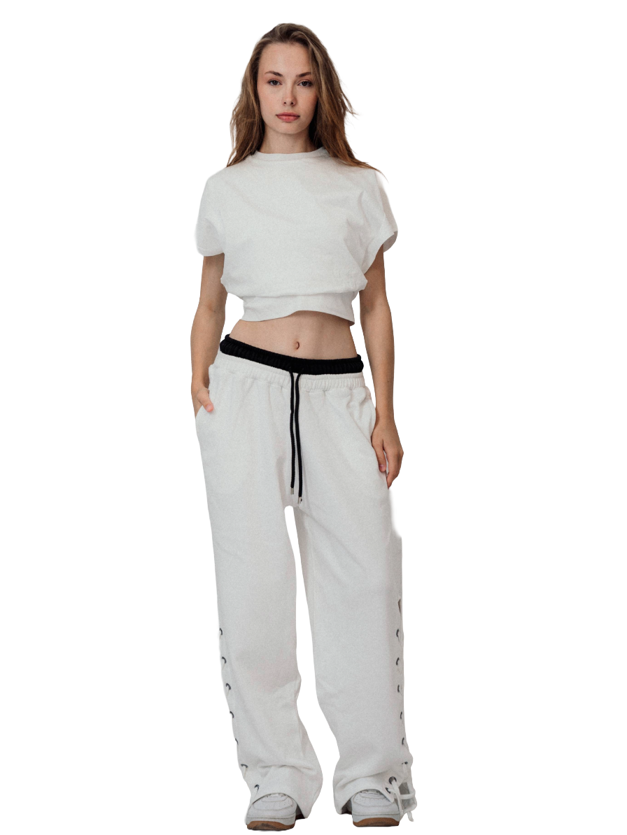 MINIMAL LACE-UP CO-ORD – WHITE
